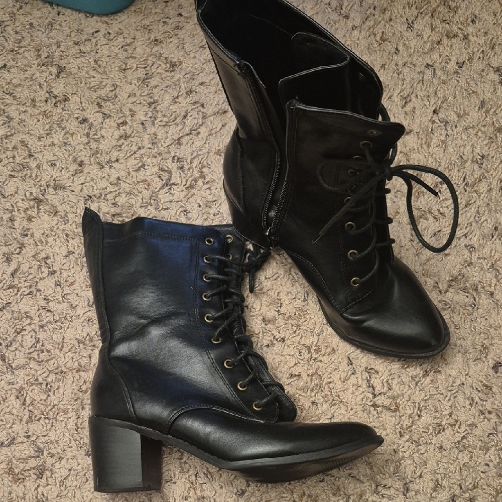 Black Leather Ankle Boots